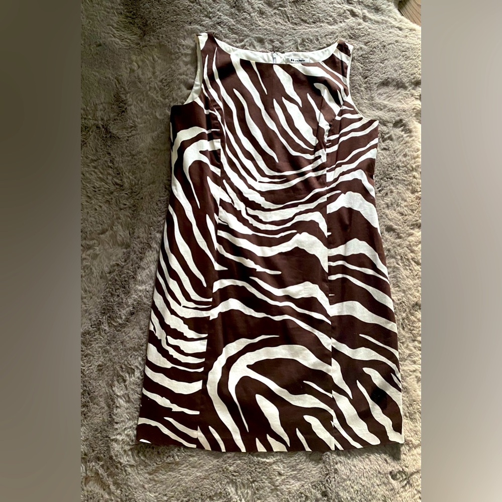 Nygard Collection Print brown/cream fully lined dress size 14